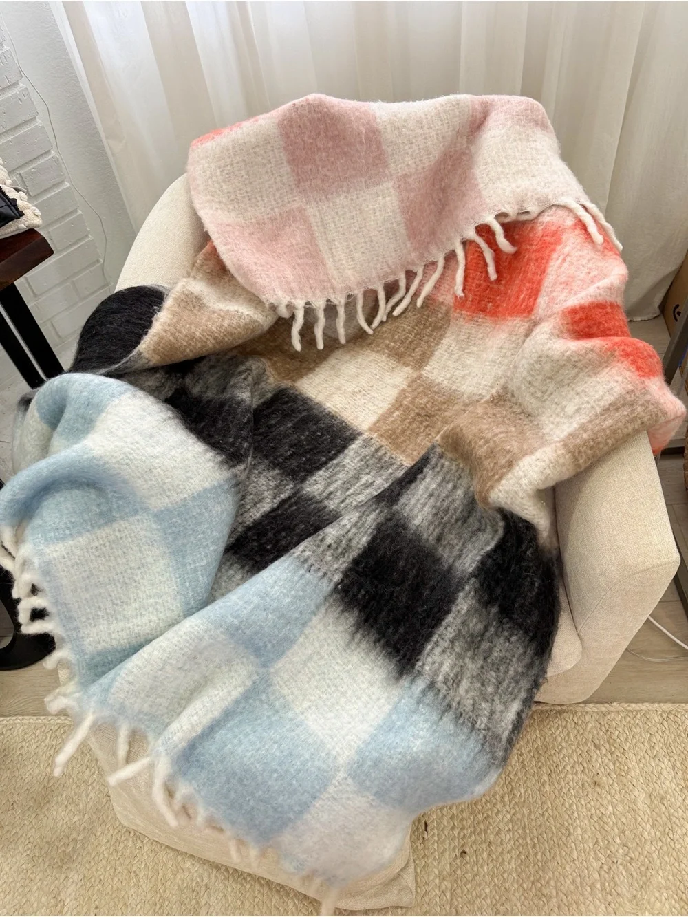 Anthropologie Cozy Cocoon Fringed Throw Blanket
